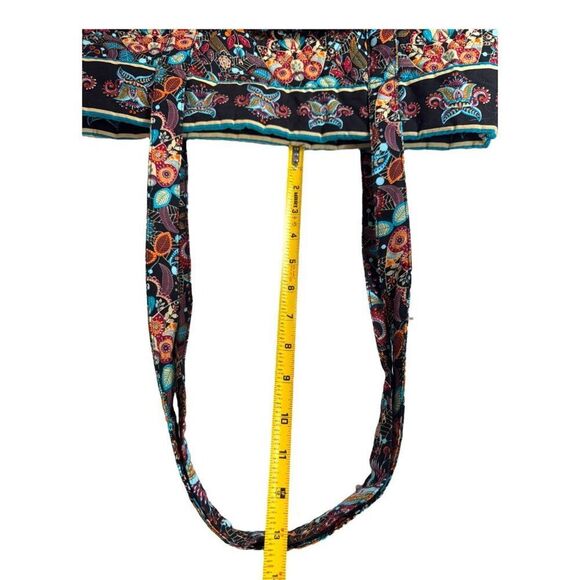 Floral Paisley Quilted Shoulder Bag Floral Print Brown Blue Overnight Tote Boho - Picture 9 of 11